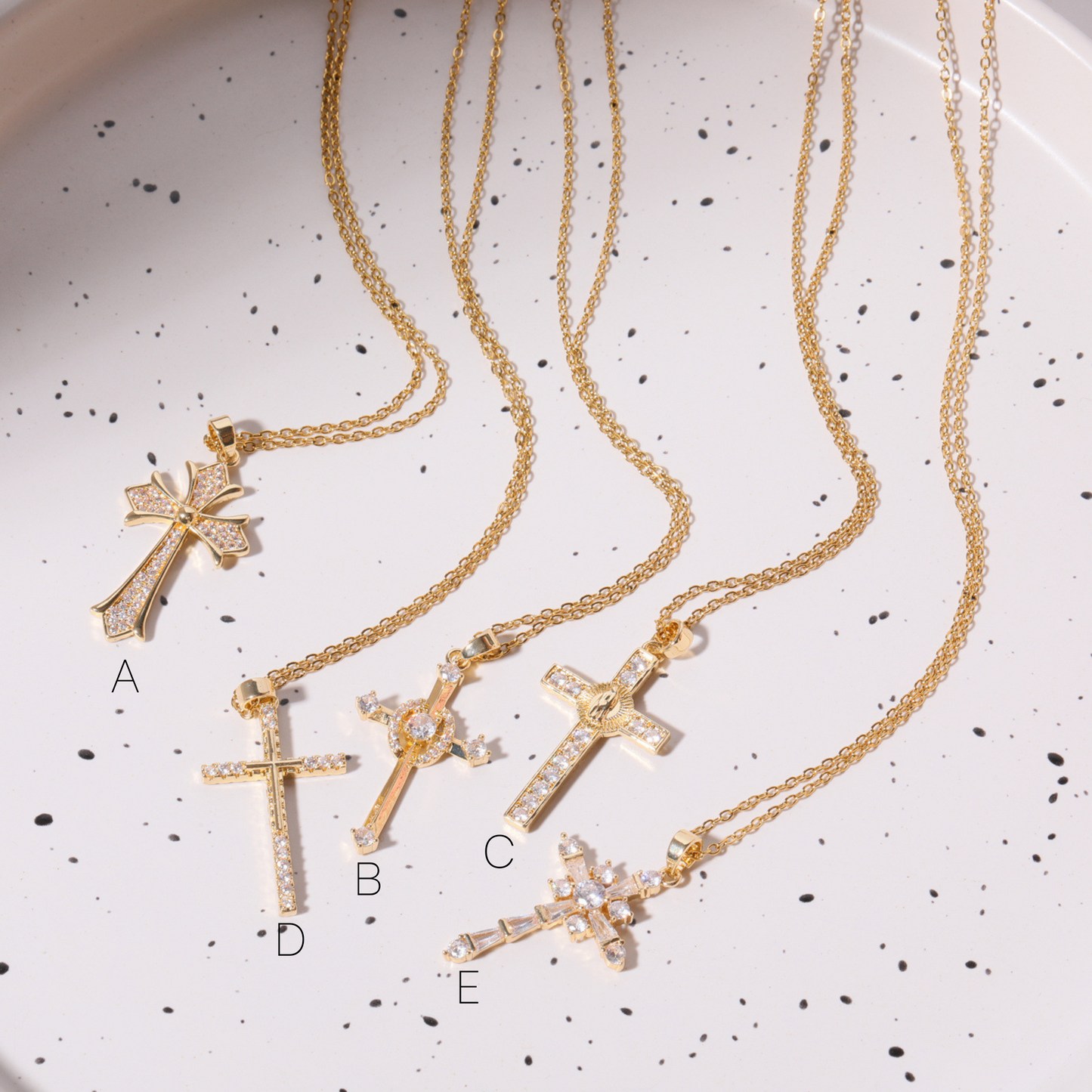 Stainless Steel Inlaid Zircon Cross Necklace