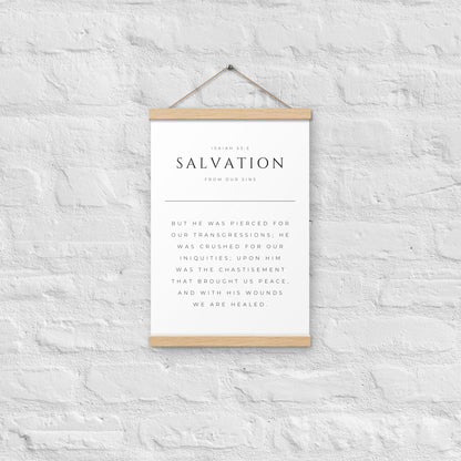 Salvation Isaiah 53:5 Matte Paper Poster with Hangers