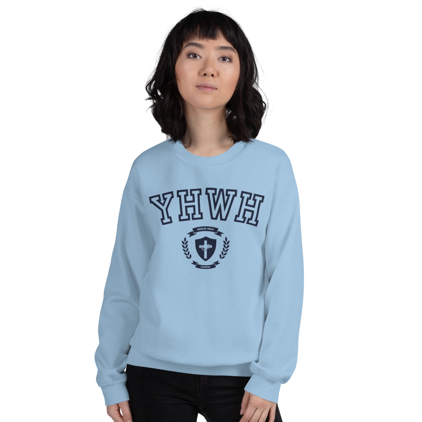 Yahweh Psalm 100:3 Unisex Sweatshirt - Navy Outline