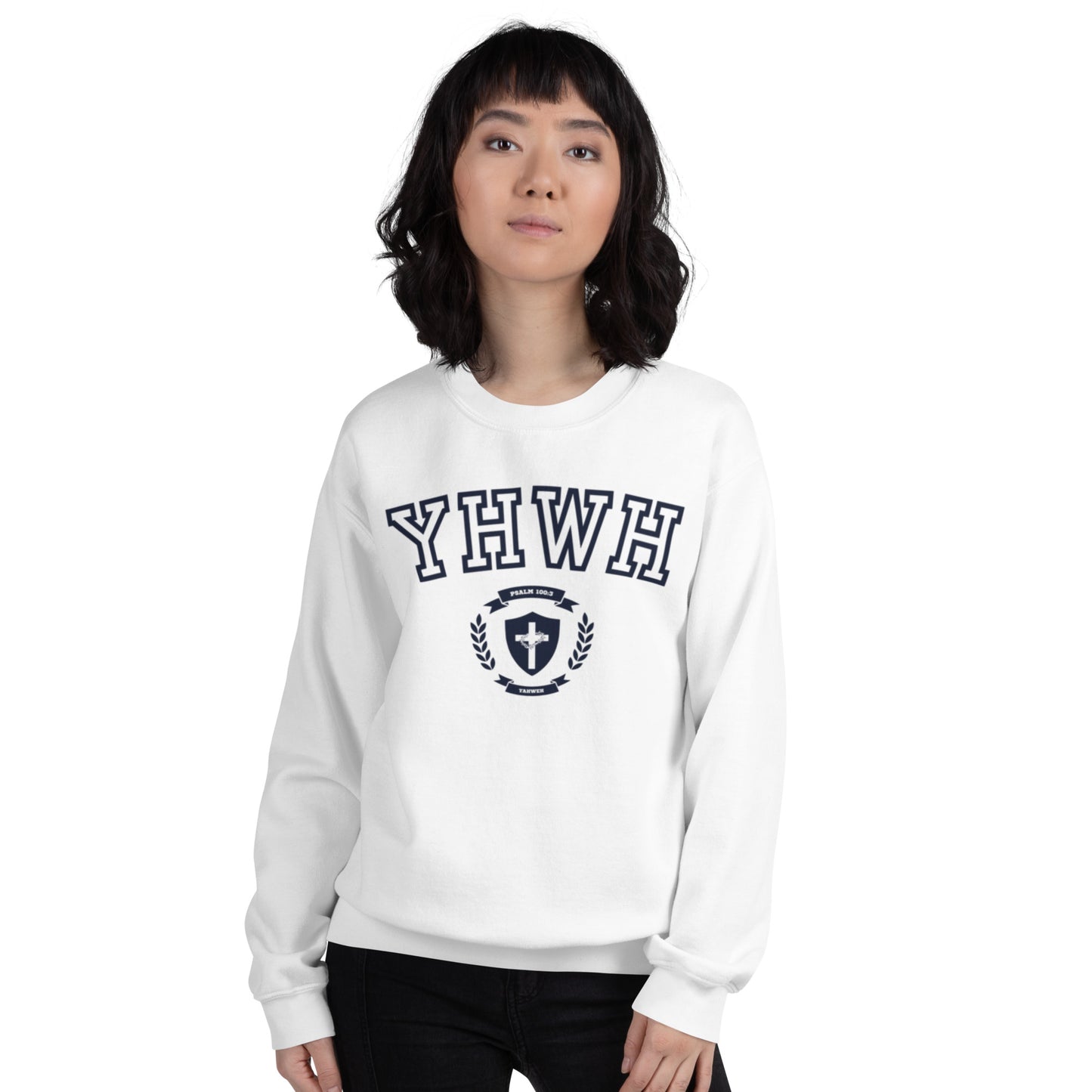 Yahweh Psalm 100:3 Unisex Sweatshirt - Navy Outline