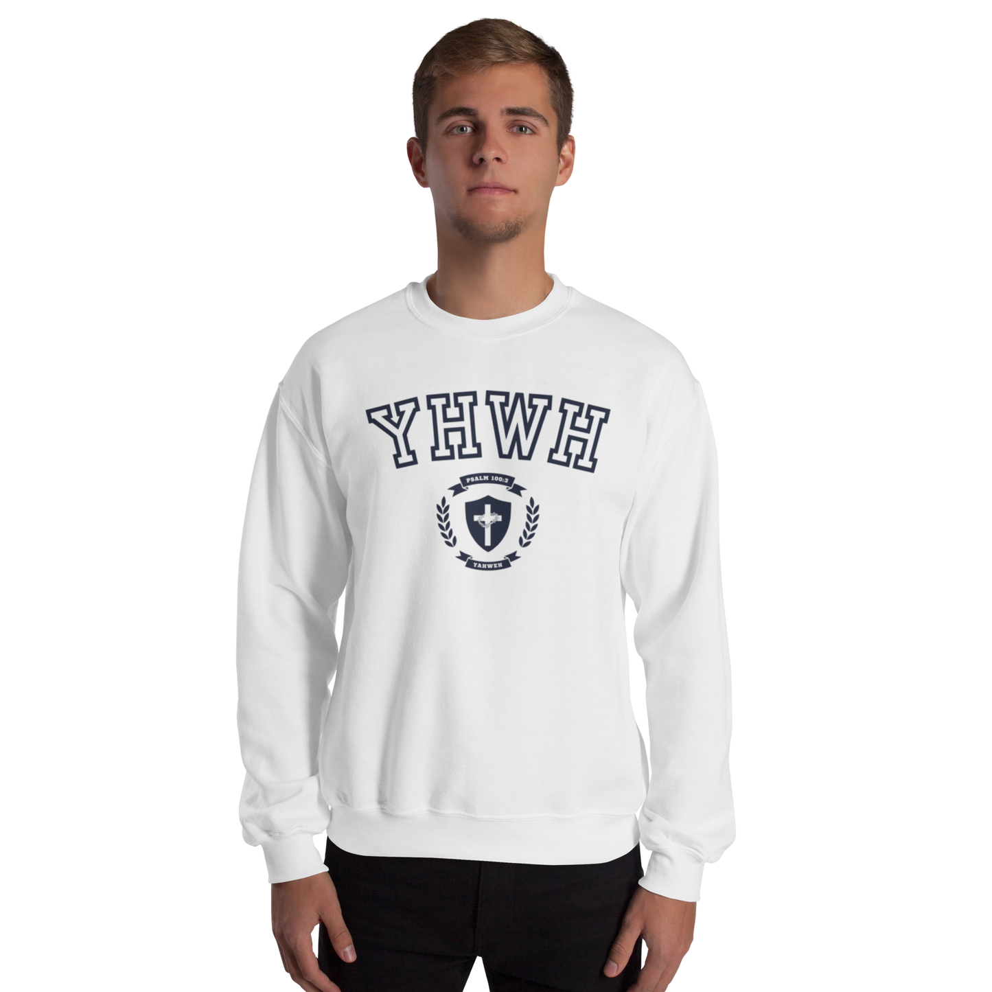 Yahweh Psalm 100:3 Unisex Sweatshirt - Navy Outline