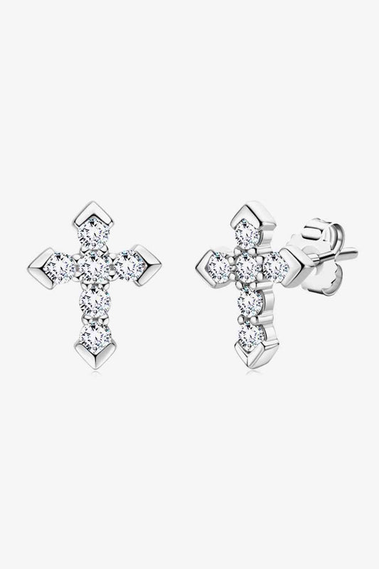 Moissanite Cross Stud Earrings