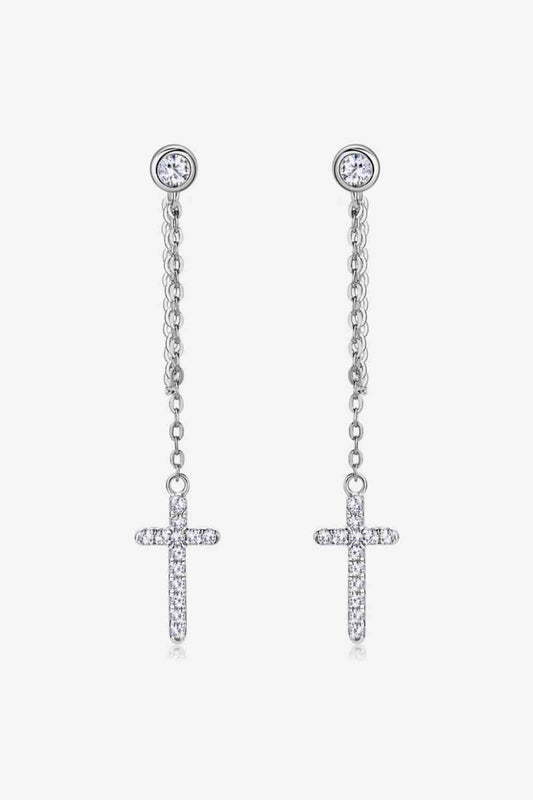 Moissanite 925 Sterling Silver Cross Earrings